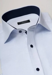 Klassische Bluse COMFORT FIT Langarm Hemd hellblau strukturiert 4671-11-E147