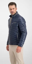 Milestone Steppjacke Damiano Lederjacke Dunkelblau/Blau/Hellblau