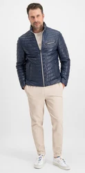 Milestone Steppjacke Damiano Lederjacke Dunkelblau/Blau/Hellblau