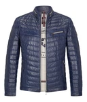 Milestone Steppjacke Damiano Lederjacke Dunkelblau/Blau/Hellblau