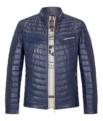 Milestone Steppjacke Damiano Lederjacke Dunkelblau/Blau/Hellblau