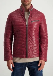 Milestone Steppjacke Damiano Lederjacke Bordeaux/Dunkelrot/Rot