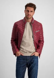 Milestone Steppjacke Damiano Lederjacke Bordeaux/Dunkelrot/Rot