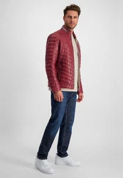 Milestone Steppjacke Damiano Lederjacke Bordeaux/Dunkelrot/Rot