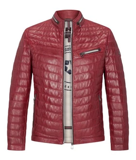 Milestone Steppjacke Damiano Lederjacke Bordeaux/Dunkelrot/Rot
