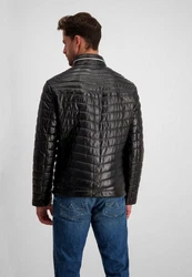 Milestone Steppjacke Damiano Lederjacke Bordeaux/Schwarz/Dunkelgrün/Grau/Dunkelgrau