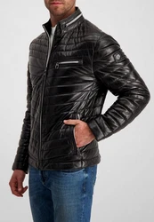 Milestone Steppjacke Damiano Lederjacke Bordeaux/Schwarz/Dunkelgrün/Grau/Dunkelgrau