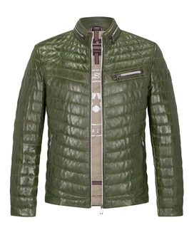 Milestone Steppjacke Damiano Lederjacke Dunkelgrün/Grün