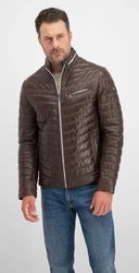 Milestone Steppjacke Damiano Lederjacke Khaki/Braun/Dunkelbraun/Dunkelrot