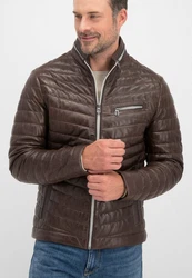 Milestone Steppjacke Damiano Lederjacke Khaki/Braun/Dunkelbraun/Dunkelrot