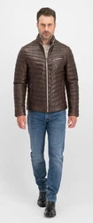 Milestone Steppjacke Damiano Lederjacke Khaki/Braun/Dunkelbraun/Dunkelrot