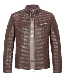 Milestone Steppjacke Damiano Lederjacke Khaki/Braun/Dunkelbraun/Dunkelrot