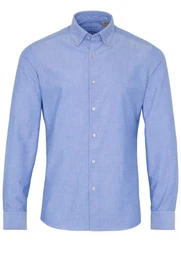 Klassische Bluse SLIM FIT UPCYCLING SHIRT Langarm Hemd oxford blau 2411-15-MS74