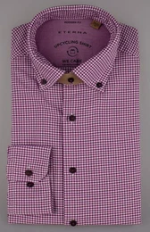 Klassische Bluse MODERN FIT UPCYCLING SHIRT Langarm Hemd pink-wei kariert 2425-