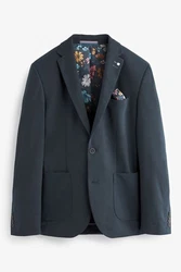 Next Sakko Slim Fit aus strukturiertem Jersey Dunkelblau/Hellblau/Blau/Grau
