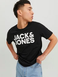 JACK & JONES Herren Jjecorp Logo Tee O-Neck Noos T-Shirt Schwarz/Hellblau