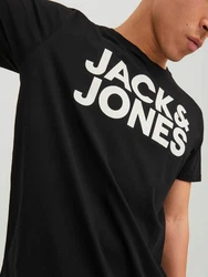 JACK & JONES Herren Jjecorp Logo Tee O-Neck Noos T-Shirt Schwarz/Hellblau