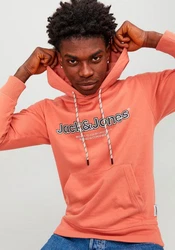 Jack & Jones Sweatshirt JORLAKEWOOD SWEAT HOOD BF LN Orange/Rosa