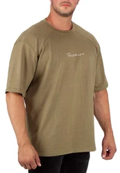 Reichstadt Oversize-Shirt mit Stitching auf der Brust Kaki