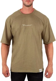 Oversize-Shirt Kaki S mit Stitching auf der Brust