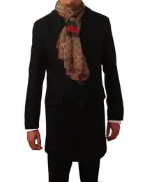 Wollmantel slim fit / schwarz