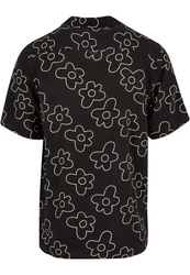URBAN CLASSICS Kurzarmhemd Urban Classics Herren Viscose AOP Resort Shirt Schwarz