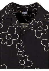 URBAN CLASSICS Kurzarmhemd Urban Classics Herren Viscose AOP Resort Shirt Schwarz