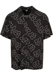 URBAN CLASSICS Kurzarmhemd Urban Classics Herren Viscose AOP Resort Shirt Schwarz