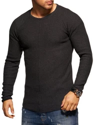 2Y Premium Strickpullover ELYAS Dunkelgrau/Schwarz/Khaki