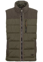 Steppweste Herren Outdoor Weste mit Cordschulter grn mit Stehkragen