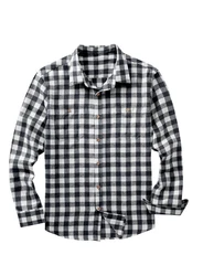 JMIERR Flanellhemd Kariertes Hemd Herren Schwarz/Creme/Dunkelgrau