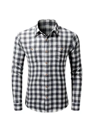 JMIERR Flanellhemd Kariertes Hemd Herren Schwarz/Creme/Dunkelgrau