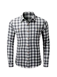 JMIERR Flanellhemd Kariertes Hemd Herren Schwarz/Creme/Dunkelgrau