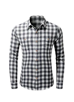 JMIERR Flanellhemd Kariertes Hemd Herren Schwarz/Creme/Dunkelgrau