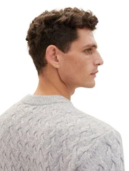 TOM TAILOR Strickpullover COSY CABLE KNIT Grau/Beige/Weiß