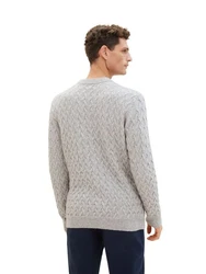 TOM TAILOR Strickpullover COSY CABLE KNIT Grau/Beige/Weiß