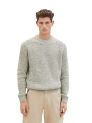 TOM TAILOR Strickpullover TWOTONE KNIT Khaki/Beige