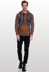 Rusty Neal Kapuzensweatshirt Beige/Orange/Braun/Hellblau