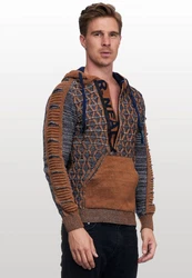 Rusty Neal Kapuzensweatshirt Beige/Orange/Braun/Hellblau