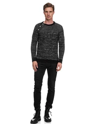 Rusty Neal Strickpullover Schwarz/Dunkelgrau/Grau/Dunkelblau
