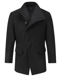 Wollmantel mit Reverskragen Wintermantel Warm Slim Fit Herrenmantel