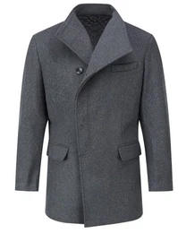 Wollmantel mit Reverskragen Wintermantel Warm Slim Fit Herrenmantel