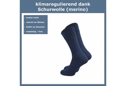GAWILO Businesssocken für Herren aus Schurwolle Dunkelblau/Blau
