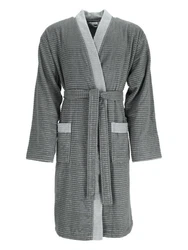 Esprit Herrenbademantel Double Stripe Kimonomantel grau