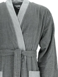 Esprit Herrenbademantel Double Stripe Kimonomantel grau