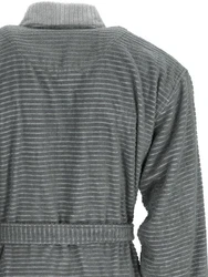 Esprit Herrenbademantel Double Stripe Kimonomantel grau
