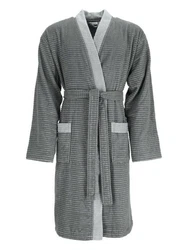 Esprit Herrenbademantel Double Stripe Kimonomantel grau