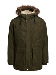 Jack & Jones Outdoorjacke JJDAVID PARKA JACKET Dunkelgrün/Khaki