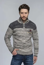 Carisma Strickpullover Herren Troyer (7803) Beige/Braun/Dunkelrot