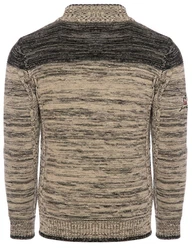 Carisma Strickpullover Herren Troyer (7803) Beige/Braun/Dunkelrot